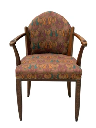 Art Deco Armchair by Paul Bromberg, Solid Oak, Re-Upholstered, 1920s